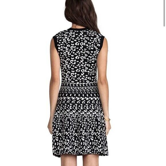 Rebecca Taylor Revolve Leopard Stretch Knit black white Sweater Dress size XS - Picture 4 of 9